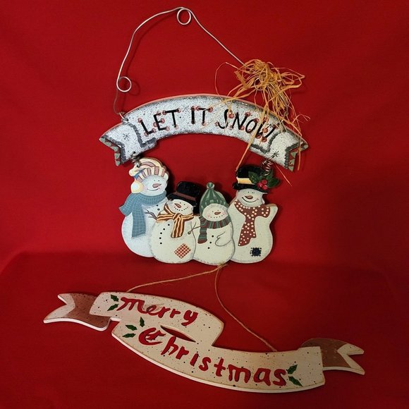 Christmas Signs Merry Christmas and Let it Snow Set of 2 - Picture 8 of 12